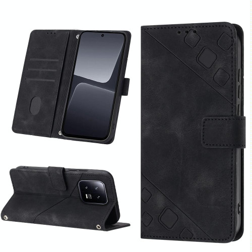 For Xiaomi 13 Skin-feel Embossed Leather Phone Case(Black)