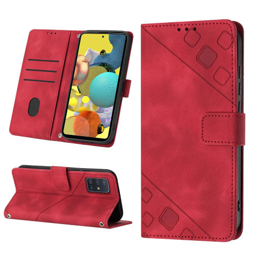 For Samsung Galaxy A51 5G / A51 JP Version Skin-feel Embossed Leather Phone Case(Red)