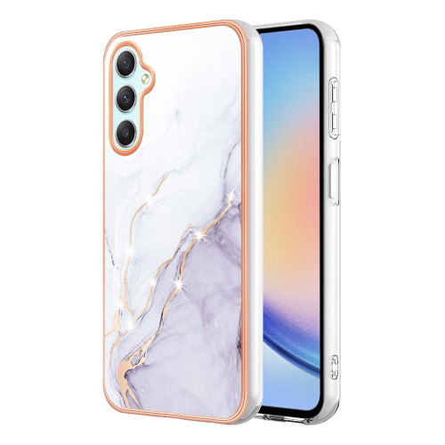 For Samsung Galaxy A24 Electroplating Marble Dual-side IMD Phone Case(White 006)