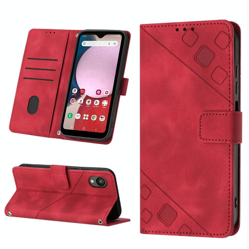 For Samsung Galaxy A23 JP Version Skin-feel Embossed Leather Phone Case(Red)