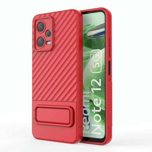 For Xiaomi Redmi Note 12 5G Global Wavy Texture TPU Phone Case with Lens Film(Red)
