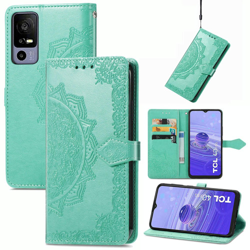 For TCL 40R Mandala Flower Embossed Leather Phone Case(Green) For TCL 40R Mandala Flower Embossed Leather Phone Case(Green)