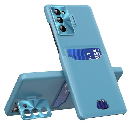 For Samsung Galaxy S23 5G Pure Color Invisible Lens Holder Phone Case(Lake Blue) For Samsung Galaxy S23 5G Pure Color Invisible Lens Holder Phone Case(Lake Blue)