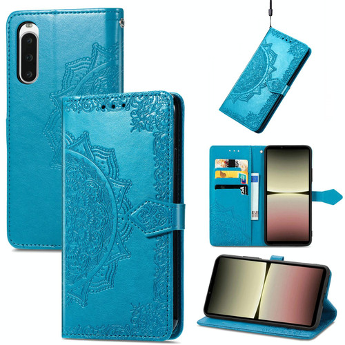 For Sony Xperia 10 IV Mandala Flower Embossed Leather Phone Case(Blue) For Sony Xperia 10 IV Mandala Flower Embossed Leather Phone Case(Blue)
