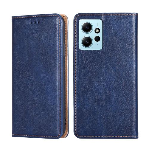For Xiaomi Redmi Note 12 4G Global Gloss Oil Solid Color Magnetic Leather Phone Case(Blue)