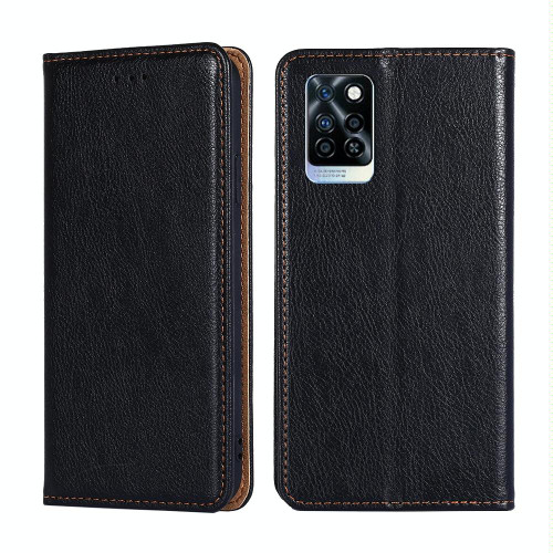 For Infinix Note 10 Pro Gloss Oil Solid Color Magnetic Leather Phone Case(Black)