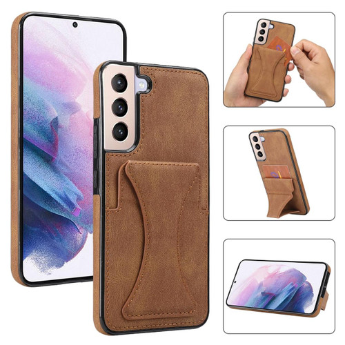 For Samsung Galaxy S23+ 5G Ultra-thin Shockproof Phone Protective Case with Holder(Brown) For Samsung Galaxy S23+ 5G Ultra-thin Shockproof Phone Protective Case with Holder(Brown)