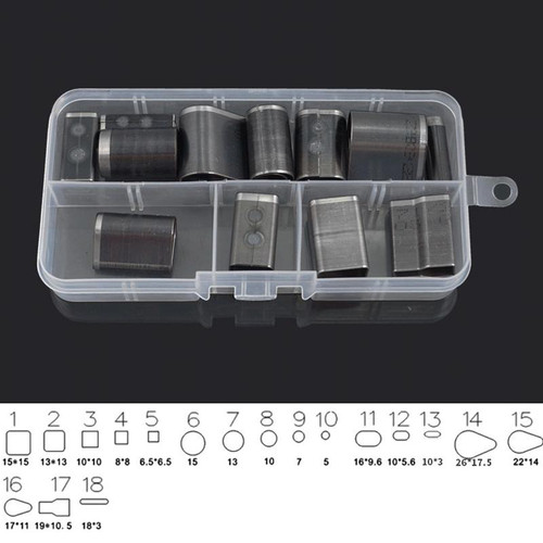 18 Holes  Shaped Style Hole Hollow Punch Cutter Set Punching Tool for Leather Belt Phone Holster