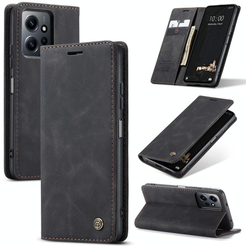 For Xiaomi Redmi Note 12 4G Global CaseMe 013 Multifunctional Horizontal Flip Leather Phone Case(Black)