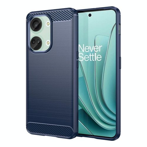 For OnePlus Ace 2 Brushed Texture Carbon Fiber TPU Phone Case(Blue)