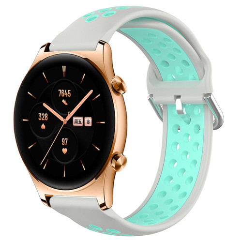For Honor Watch GS 3 22mm Perforated Breathable Sports Silicone Watch Band(Grey+Water Duck) For Honor Watch GS 3 22mm Perforated Breathable Sports Silicone Watch Band(Grey+Water Duck)