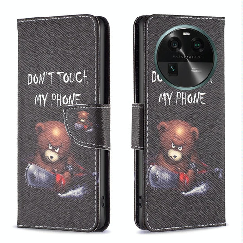 For OPPO Find X6 5G Colored Drawing Pattern Leather Phone Case(Bear)