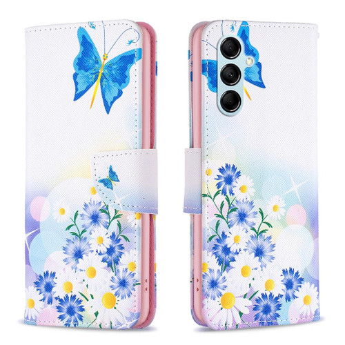 For Samsung Galaxy M14 5G Colored Drawing Pattern Leather Phone Case(Butterfly Love)