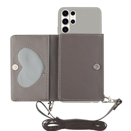 For Samsung Galaxy S23 Ultra 5G Crossbody Lanyard Wallet Card Bag Phone Case(Grey) For Samsung Galaxy S23 Ultra 5G Crossbody Lanyard Wallet Card Bag Phone Case(Grey)