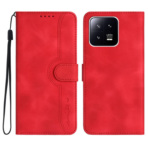 For Xiaomi 13 Heart Pattern Skin Feel Leather Phone Case(Red)