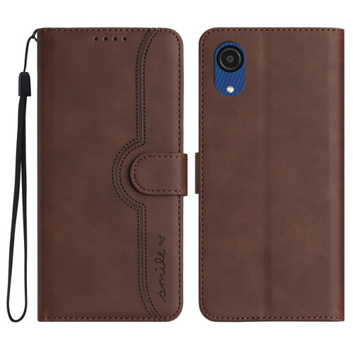 For Samsung Galaxy A03 Core Heart Pattern Skin Feel Leather Phone Case(Brown)