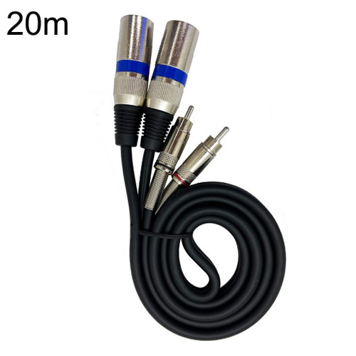 2RCA Male 2XLR Caron Male Speaker Audio Balance Cable, Length: 20m