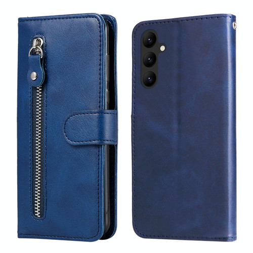 For Samsung Galaxy A24 4G Calf Texture Zipper Leather Phone Case(Blue)