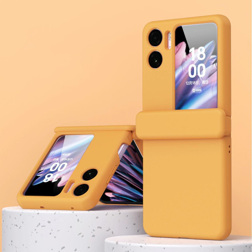For OPPO Find N2 Flip Macaron Magnetic Hinge Three-piece Phone Case with Protective Film(Orange)