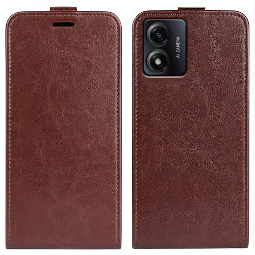 For Motorola Moto E13 R64 Texture Single Vertical Flip Leather Phone Case(Brown)