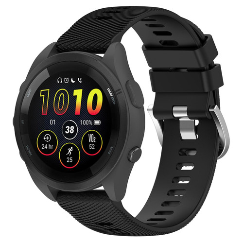 For Garmin Forerunner 265S 18mm Solid Color Silicone Watch Band(Black)