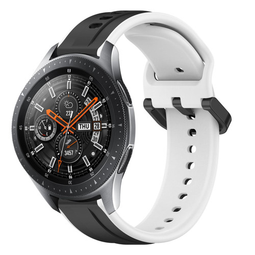 For Samsung Galaxy Watch 46mm 22mm Convex Loop Two-Color Silicone Watch Band(Black+White)