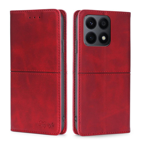 For Honor X8A Cow Texture Magnetic Horizontal Flip Leather Phone Case(Red)