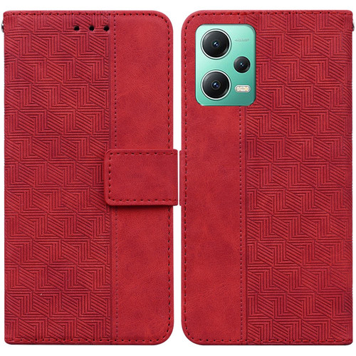 For Xiaomi Redmi Note 12 5G Geometric Embossed Leather Phone Case(Red) For Xiaomi Redmi Note 12 5G Geometric Embossed Leather Phone Case(Red)