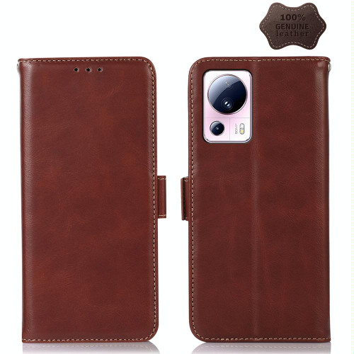 For Xiaomi 13 Lite / Civi 2 Crazy Horse Top Layer Cowhide Leather Phone Case(Brown)