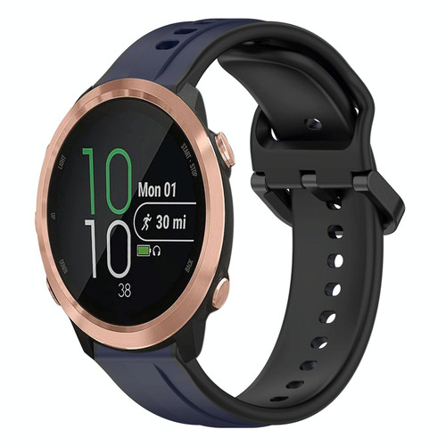 For Garmin Forerunner 645 Music 20mm Convex Loop Two-Color Silicone Watch Band(Midnight Blue+Black)