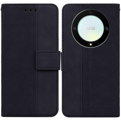 For Honor X9a Geometric Embossed Leather Phone Case(Black)