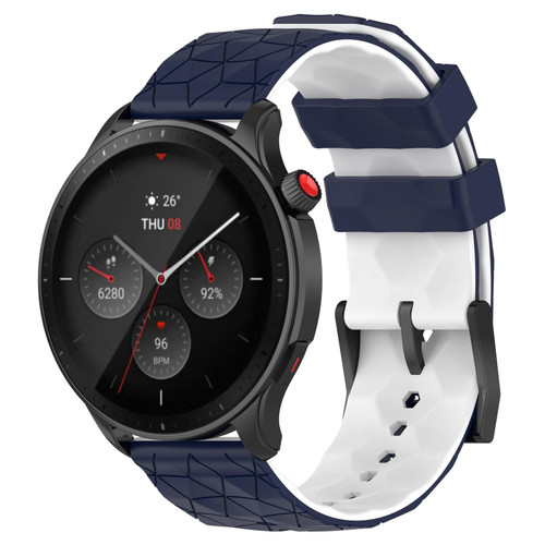 20mm Universal Football Pattern Two-Color Silicone Watch Band(Midnight Blue+White)