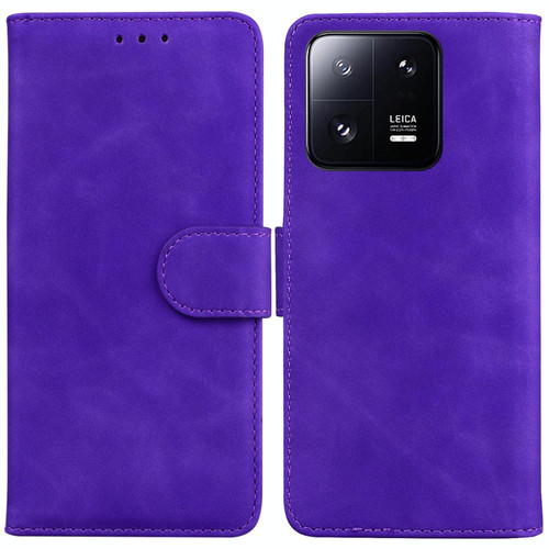 For Xiaomi 13 Pro 5G Skin Feel Pure Color Flip Leather Phone Case(Purple)