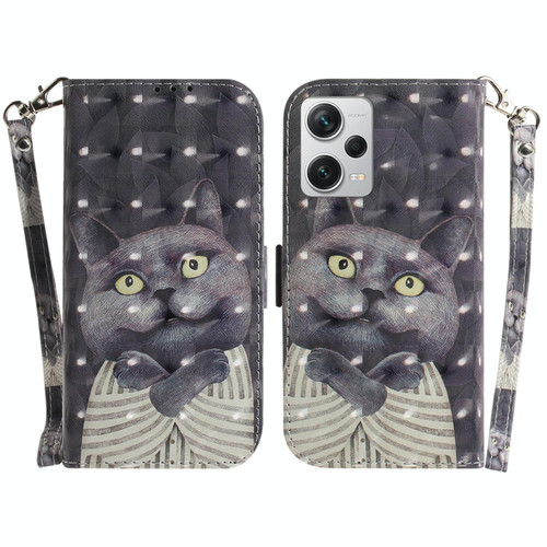 For Xiaomi Redmi Note 12 Pro+ 3D Colored Horizontal Flip Leather Phone Case(Hug Cat)
