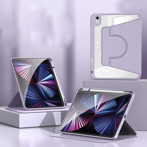 2 in 1 Acrylic Split Rotating Leather Tablet Case For iPad mini 6(Lavender)