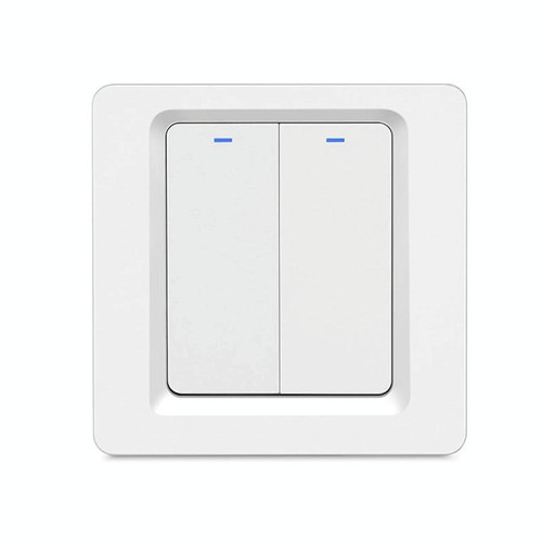 Tuya ZigBee Smart Single-fire Zero-fire Sharing Switch Phone Control Voice Panel EU Plug, Spec: 2 Buttons