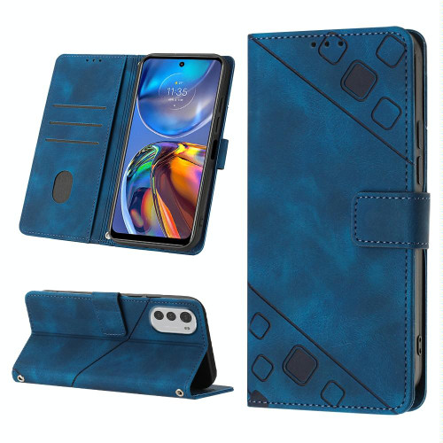 For Motorola Moto E32 4G / E32S Skin-feel Embossed Leather Phone Case(Blue) For Motorola Moto E32 4G / E32S Skin-feel Embossed Leather Phone Case(Blue)
