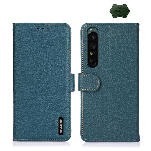 For Sony Xperia 1 IV KHAZNEH Litchi Genuine Leather Phone Case(Green) For Sony Xperia 1 IV KHAZNEH Litchi Genuine Leather Phone Case(Green)