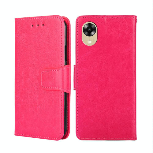 For OPPO A17k Crystal Texture Leather Phone Case(Rose Red)