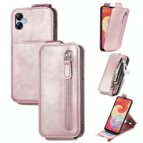 For Samsung Galaxy A04e Zipper Wallet Vertical Flip Leather Phone Case(Rose Gold)