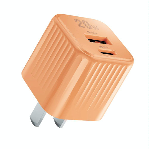 WK WP-U129 Color Sugar 20W USB+USB-C/Type-C Fast Charge Charger, CN Plug(Orange)