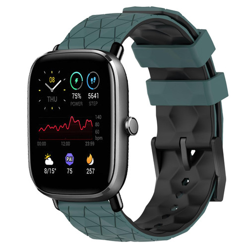 For Amazfit GTS 2 Mini 20mm Football Texture Two-Color Silicone Watch Band(Olive Green + Black)
