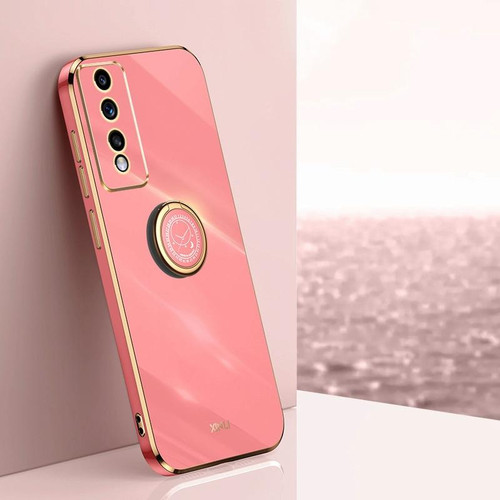For Honor 80 GT 5G XINLI Straight Edge 6D Electroplate TPU Phone Case with Ring Holder(Hawthorn Red)