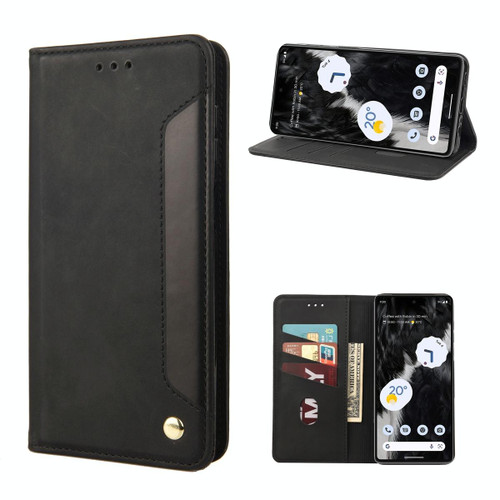 For Google Pixel 7a Skin Feel Splicing Leather Phone Case(Black)