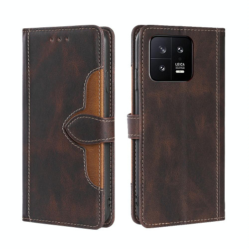 For Xiaomi 13 Skin Feel Magnetic Buckle Leather Phone Case(Brown)