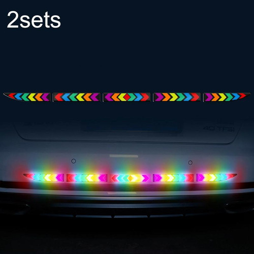 2sets Car Door Anti-Collision Scrape And Rearview Mirror Colorful Safety Warning Reflective Sticker, Style: Nano Model Tail Box