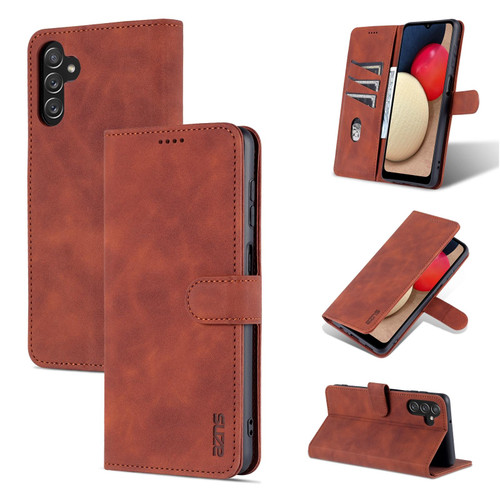 For Samsung Galaxy A14 5G AZNS Skin Feel Calf Texture Flip Leather Phone Case(Brown)