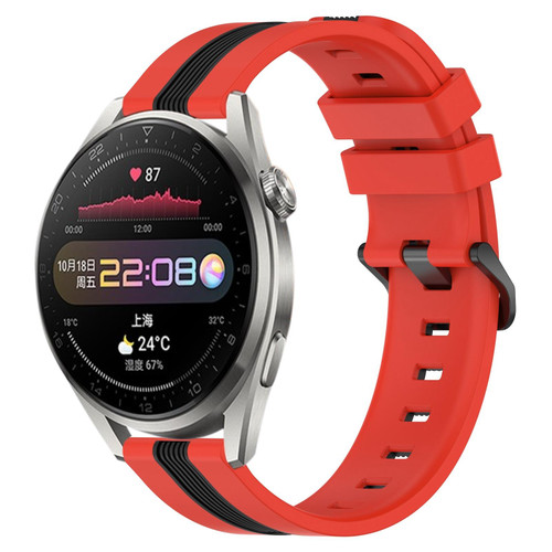 For Huawei Watch 3 Pro 22mm Vertical Two-Color Silicone Watch Band(Red+Black)