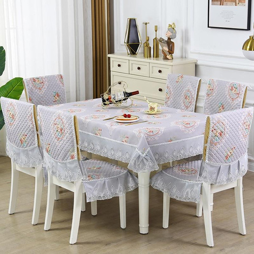 Home Dining Table/Chair Non-Slip Cover, Size: 150x200cm Tablecloths(Flower In The Mirror Gray)