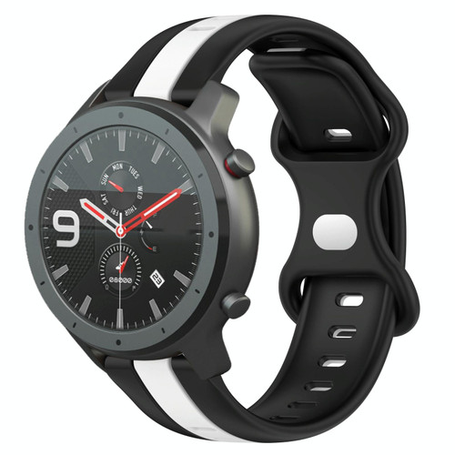 For Amazfit GTR 47mm 22mm Butterfly Buckle Two-Color Silicone Watch Band(Black+White) For Amazfit GTR 47mm 22mm Butterfly Buckle Two-Color Silicone Watch Band(Black+White)